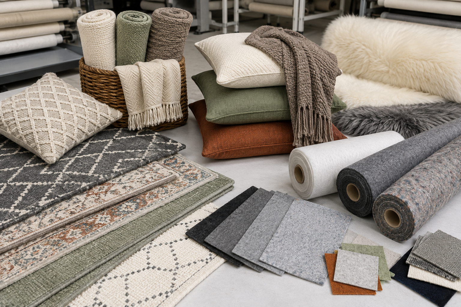 Swan Lake coordinated rug and furnishing samples